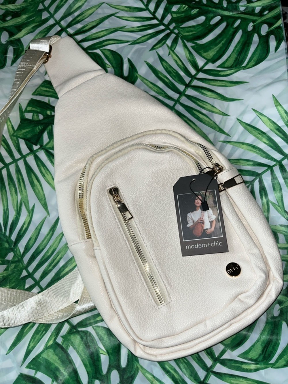 Modern + Chic Camry Sling Cream Crossbody Bag